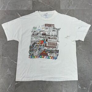 Vintage Hershey Chocolate Graphic Tee Mens XL Factory Park Short Sleeve Shirt